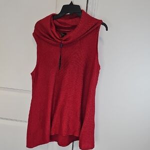 Cupio Vibrant Red Sleeveless Cowl Neck Sweater‎